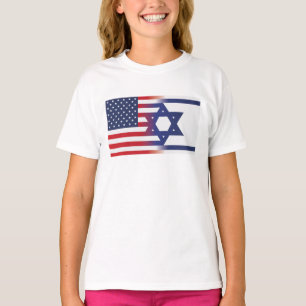 Amerikaanse Sta met Israël vlag T-shirt