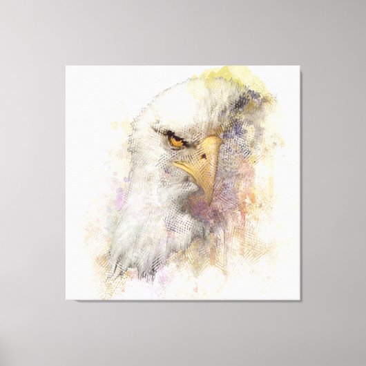 Amerikaanse staartwond Eagle-Waterverf Canvas Afdruk (Voorkant)