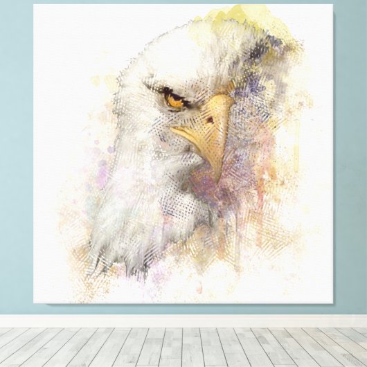 Amerikaanse staartwond Eagle-Waterverf Canvas Afdruk (Insitu (Houten vloer))