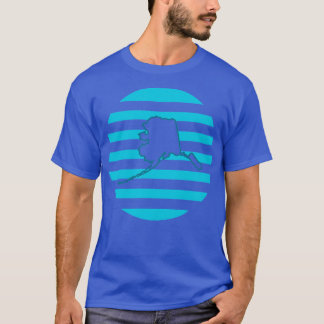 Amerikaanse staat Alaska Retro Circle Blue T-shirt