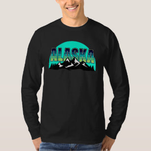 Amerikaanse staat Alaska Sun Moon Mountain Natuur T-shirt