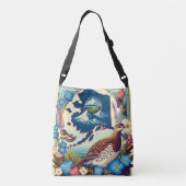 Amerikaanse staat Alaska's vogel- en bloemontwerp Crossbody Tas (Achterkant)