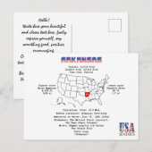 Amerikaanse staat Arkansas op een kaart en nuttige (Voorkant / Achterkant)