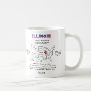 Amerikaanse staat Illinois op een kaart en nuttige Koffiemok
