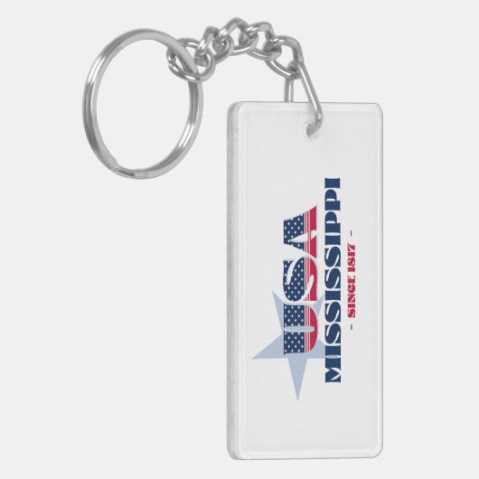 Amerikaanse staat Mississippi monogram acryl Sleut Sleutelhanger (Voorkant Links)