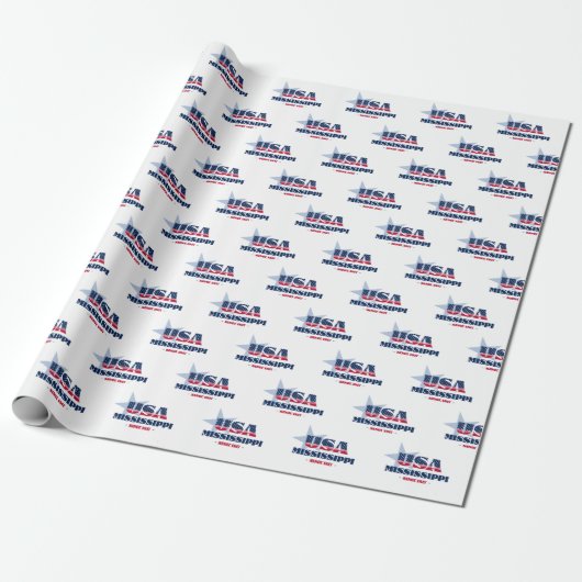 Amerikaanse staat Mississippi Stars and Stripes Cadeaupapier (Uitgerold)