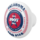 Amerikaanse staat Oklahoma Rood Wit Blauw Typograf Keramische Knop (Rechts)
