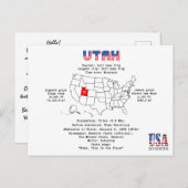 Amerikaanse staat op een kaart en nuttige informat (Voorkant / Achterkant)