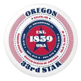 Amerikaanse staat Oregon Rood Wit Blauw Typografie Keramische Knop