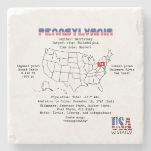 Amerikaanse staat Pennsylvania op een kaart en det Stenen Onderzetter