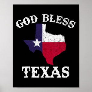 Amerikaanse staat Texas Vlag Texaanse God Bless Te Poster