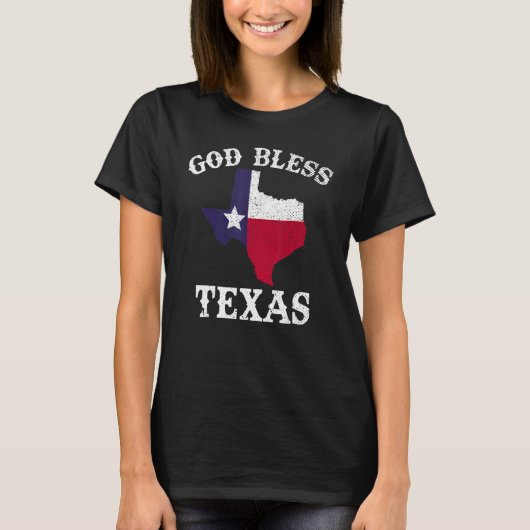 Amerikaanse staat Texas Vlag Texaanse God Bless Te T-shirt (Voorkant)