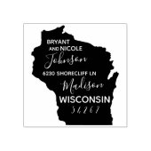 Amerikaanse staat Wisconsin Kaart Retouradres Wood Rubberstempel (Afrduk)
