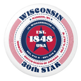 Amerikaanse staat Wisconsin Rood Wit Blauw Typogra Keramische Knop