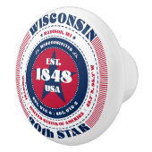 Amerikaanse staat Wisconsin Rood Wit Blauw Typogra Keramische Knop (Rechts)