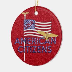Amerikaanse staatsburger Glittered Keramisch Ornament