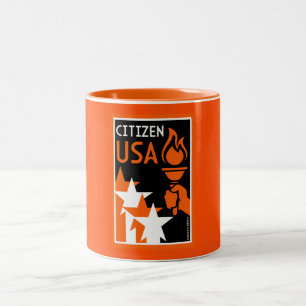 Amerikaanse staatsburgerschap geschenken tweekleurige koffiemok
