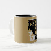 Amerikaanse staatsburgerschap geschenken tweekleurige koffiemok (Voorkant links)