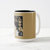 Amerikaanse staatsburgerschap geschenken tweekleurige koffiemok (Voorkant rechts)