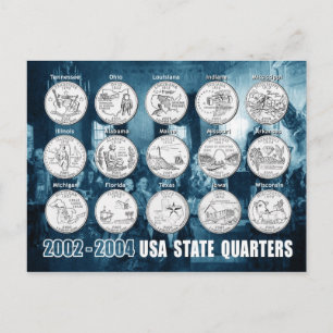 Amerikaanse staatskwartels (munten) 2002 - 2004 briefkaart