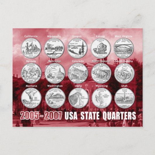 Amerikaanse staatskwartels (munten) 2005 - 2007 briefkaart (Voorkant)