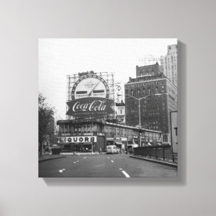 Amerikaanse stad met commerciële billboards canvas afdruk