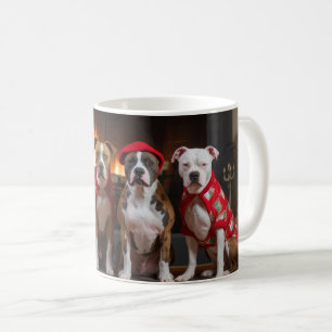 Amerikaanse Staffordshire bij de Haard Kerstmis Koffiemok