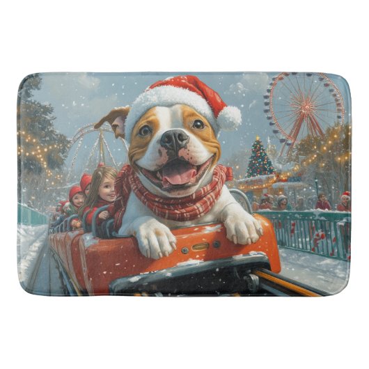 Amerikaanse Staffordshire Dog Kerstmis Badmat (Voorkant)