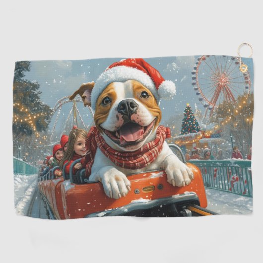 Amerikaanse Staffordshire Dog Kerstmis Golfhanddoek (Horizontaal)