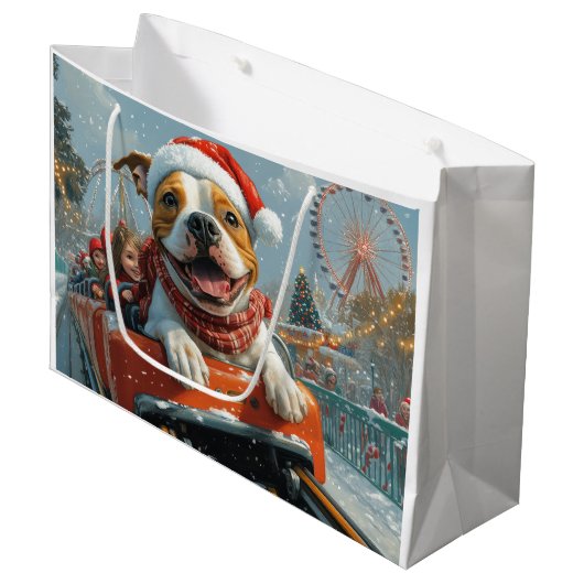Amerikaanse Staffordshire Dog Kerstmis Groot Cadeauzakje (Voorkant Gekanteld)