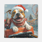 Amerikaanse Staffordshire Dog Kerstmis Magneet (Voorkant)