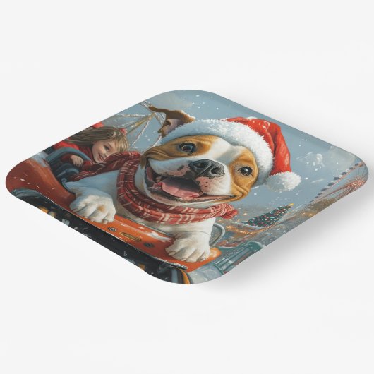 Amerikaanse Staffordshire Dog Kerstmis Papieren Bordje (Gebogen)