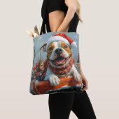 Amerikaanse Staffordshire Dog Kerstmis Tote Bag (Dichtbij)