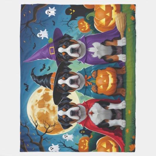 Amerikaanse Staffordshire Dog Pumpkin Halloween Fu Fleece Deken (Voorkant)