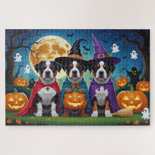 Amerikaanse Staffordshire Dog Pumpkin Halloween Fu Legpuzzel (Horizontaal)