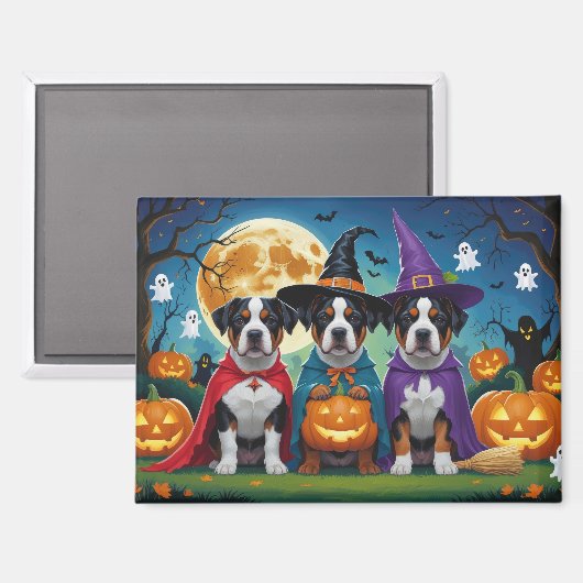 Amerikaanse Staffordshire Dog Pumpkin Halloween Fu Magneet (Voorkant / Achterkant)