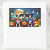 Amerikaanse Staffordshire Dog Pumpkin Halloween Fu Rechthoekige Sticker (Tas)