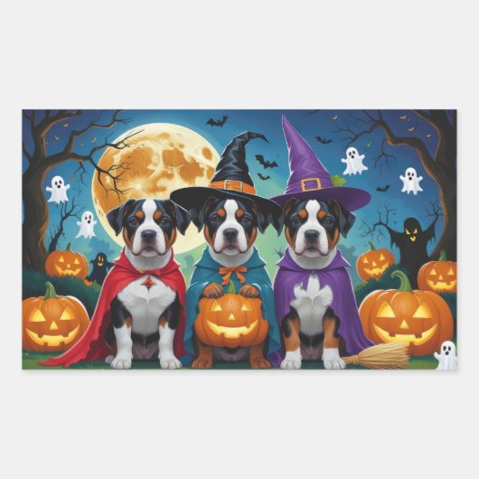 Amerikaanse Staffordshire Dog Pumpkin Halloween Fu Rechthoekige Sticker (Voorkant)