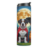 Amerikaanse Staffordshire Dog Pumpkin Halloween Fu Thermosbeker (Gedraaid links)