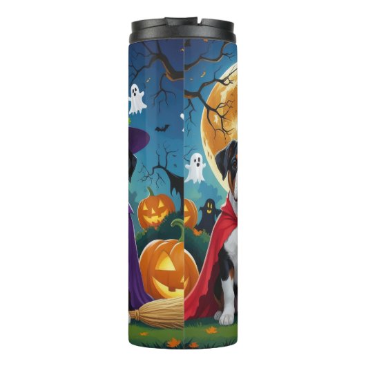 Amerikaanse Staffordshire Dog Pumpkin Halloween Fu Thermosbeker (Achterkant)