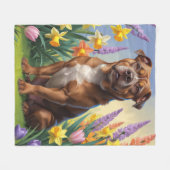 Amerikaanse Staffordshire Dog Spring Bloemen Schil Fleece Deken (Voorkant (Horizontaal))