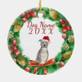 Amerikaanse staffordshire doodsbang Dog Merry kers Keramisch Ornament (Achterkant)
