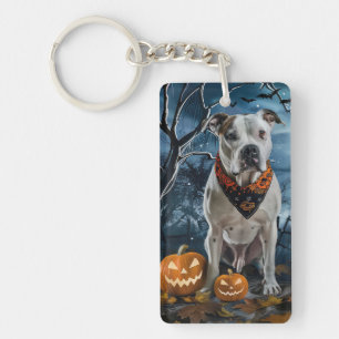 Amerikaanse Staffordshire Halloween Griezelen  Sleutelhanger