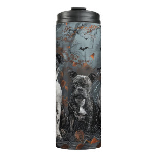 Amerikaanse Staffordshire Halloween Nacht Hondje Thermosbeker