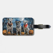 Amerikaanse Staffordshire Halloween Spooky Bagagelabel (Achterkant horizontaal)