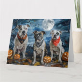 Amerikaanse Staffordshire Halloween Spooky Kaart (Voorkant)