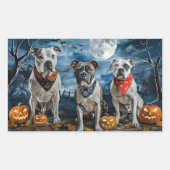 Amerikaanse Staffordshire Halloween Spooky Rechthoekige Sticker (Voorkant)