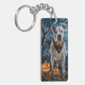 Amerikaanse Staffordshire Halloween Spooky Sleutelhanger (Voorkant Links)