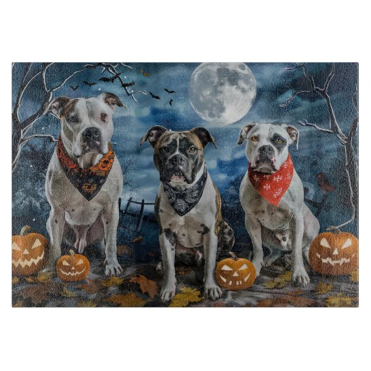 Amerikaanse Staffordshire Halloween Spooky Snijplank (Voorkant)