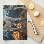 Amerikaanse Staffordshire Halloween Spooky Theedoek (Quarter Fold)